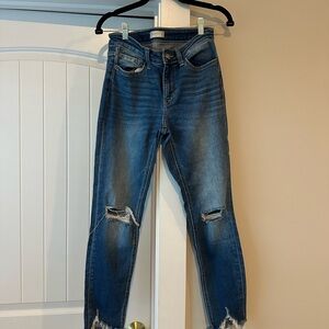 Altar'd State Ripped Blue Ankle Jeans